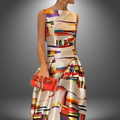 Party Geometric Print Dress | Maxi
