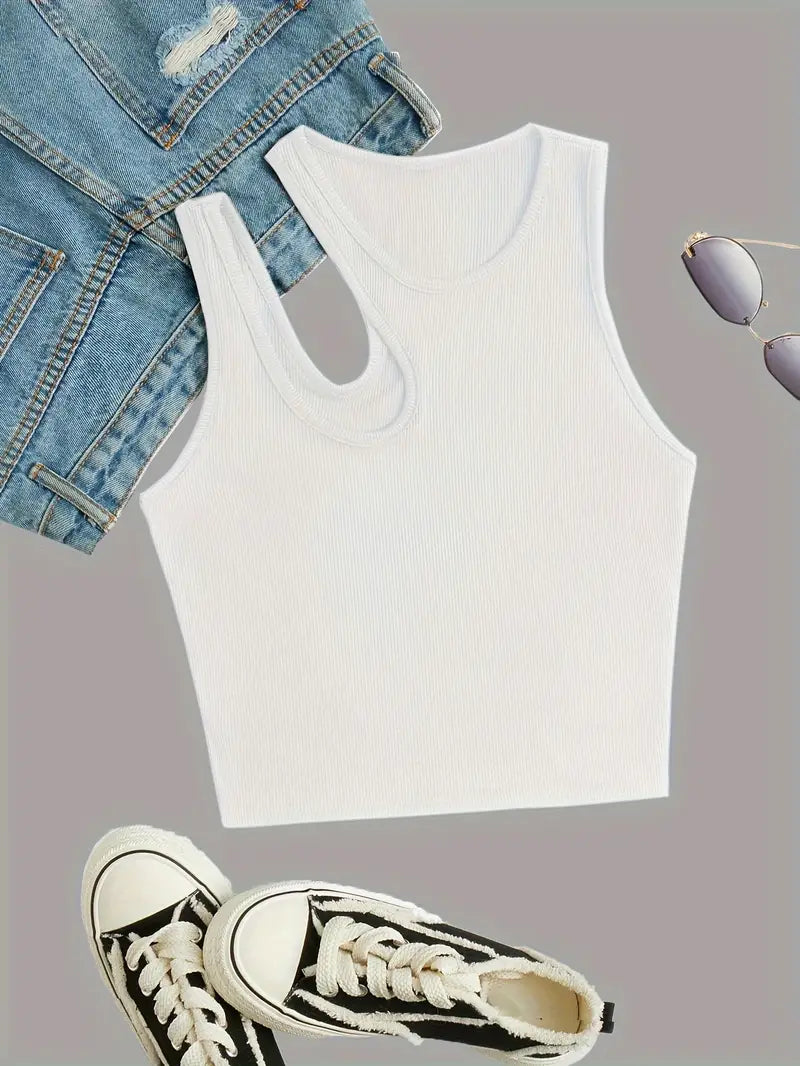 Basic Asymmetrical Crop Tank Top