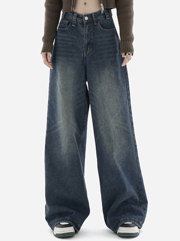 Vintage Washed Effect Baggy Boyfriend Jeans