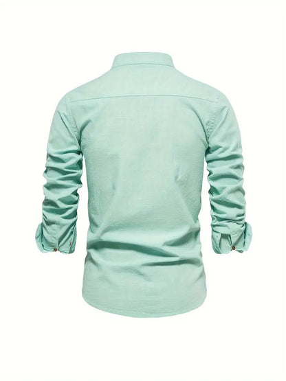 Men's Stand Collar Casual Shirt | Long Sleeve
