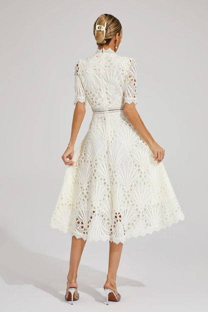 Party Lace Midi Dress | Solid Color