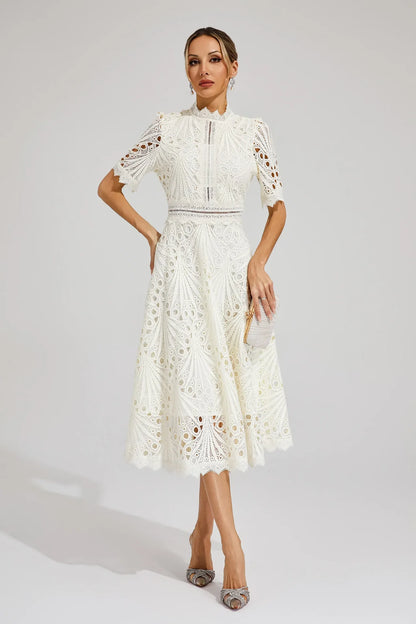 Party Lace Midi Dress | Solid Color