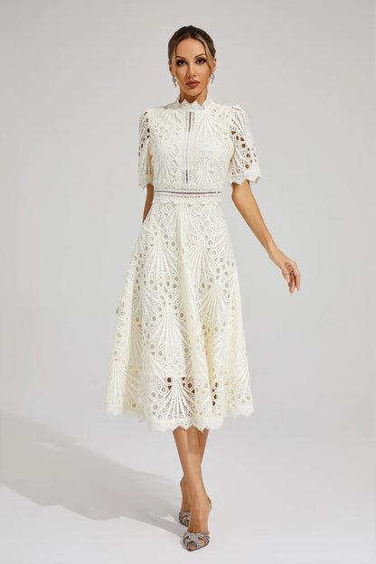 Party Lace Midi Dress | Solid Color