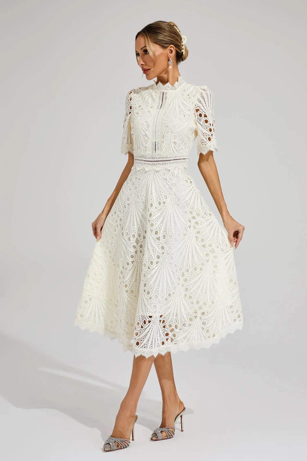 Party Lace Midi Dress | Solid Color
