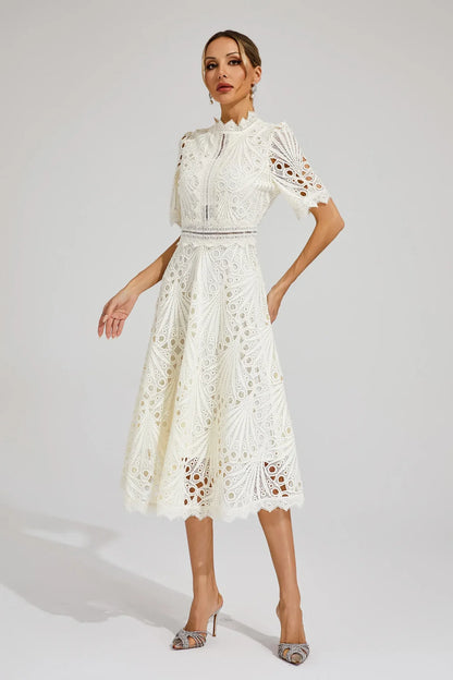 Party Lace Midi Dress | Solid Color