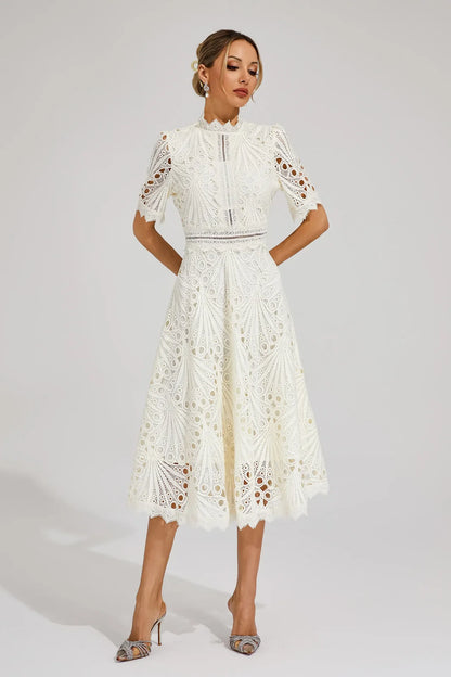 Party Lace Midi Dress | Solid Color