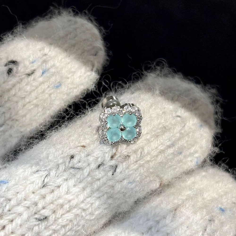 Green Crystal Butterfly and Flower Earring Set for Women - Valentina