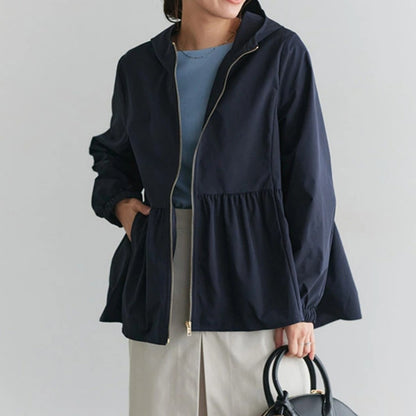 Hooded Long Sleeve Jacket with Pockets for Women - Fernanda