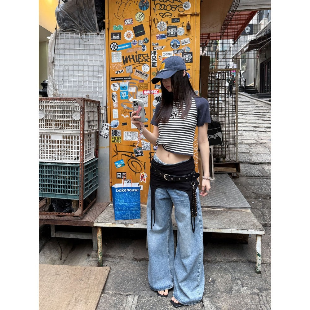 Light Blue Wide Leg High Waist Jeans for Women - Larissa