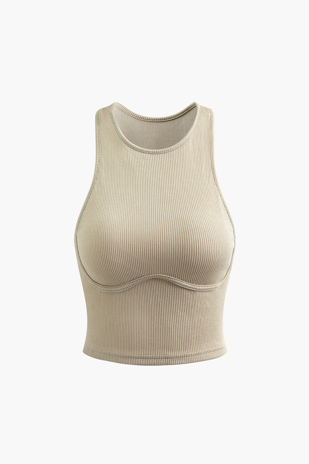 Rib Knit Seam Detail Sleeveless Tank Top