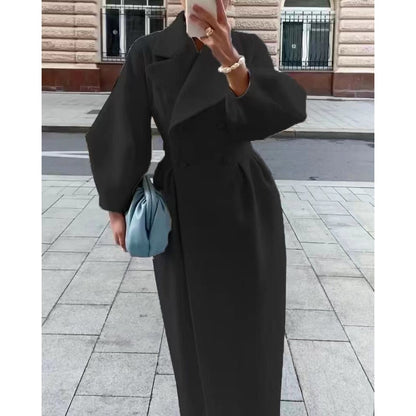 Double Breasted Coat with Puff Sleeves for Women - Letizia