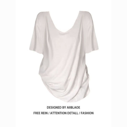 V Neck Short Sleeve T Shirt for Women - Pamela