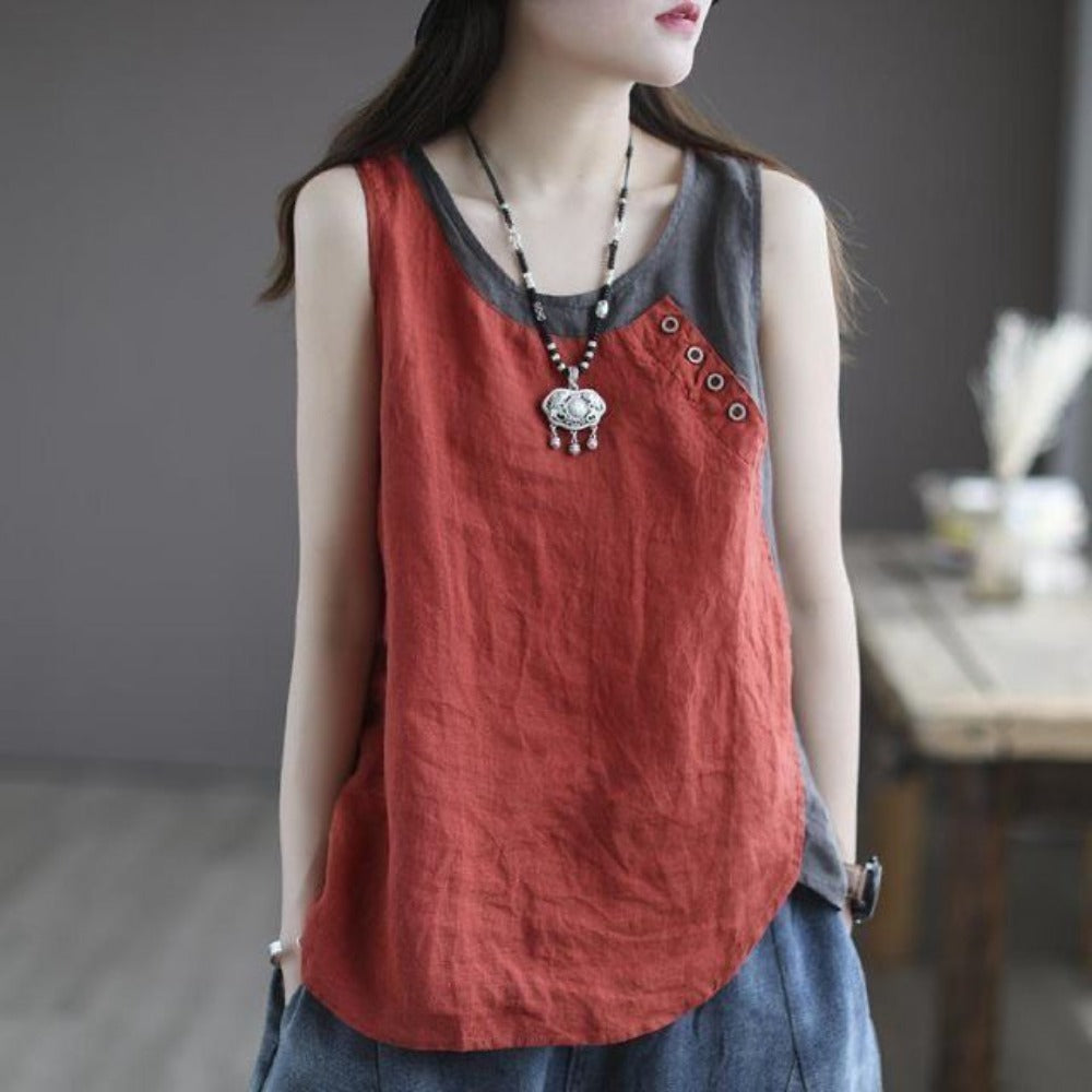 Sleeveless Button Detail Tank Top for Women - Lea