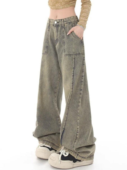 Punk Distressed Faded Effect Splice Boyfriend Jeans