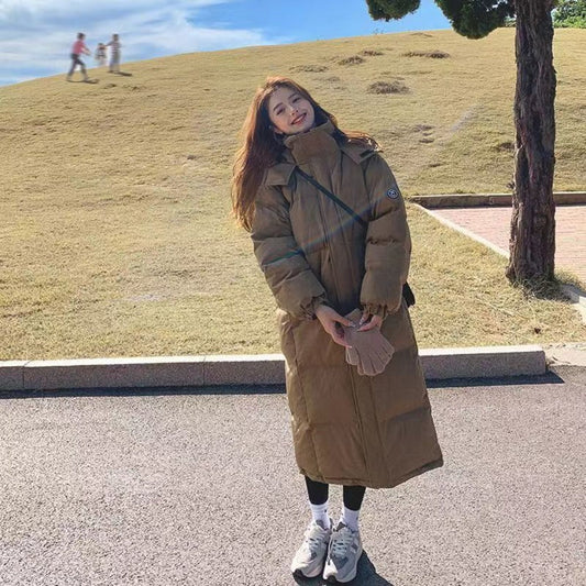 Long Puffer Coat with High Collar for Women - Alida