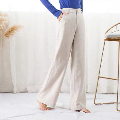 White High Waisted Wide Leg Pants for Women - Fernanda