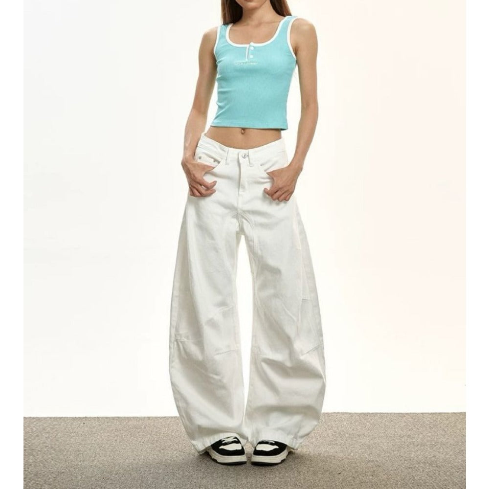 Wide Leg Cargo Pants with High Waist for Women - Larissa