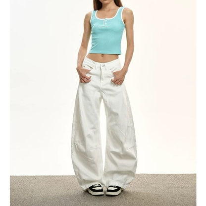 Wide Leg Cargo Pants with High Waist for Women - Larissa