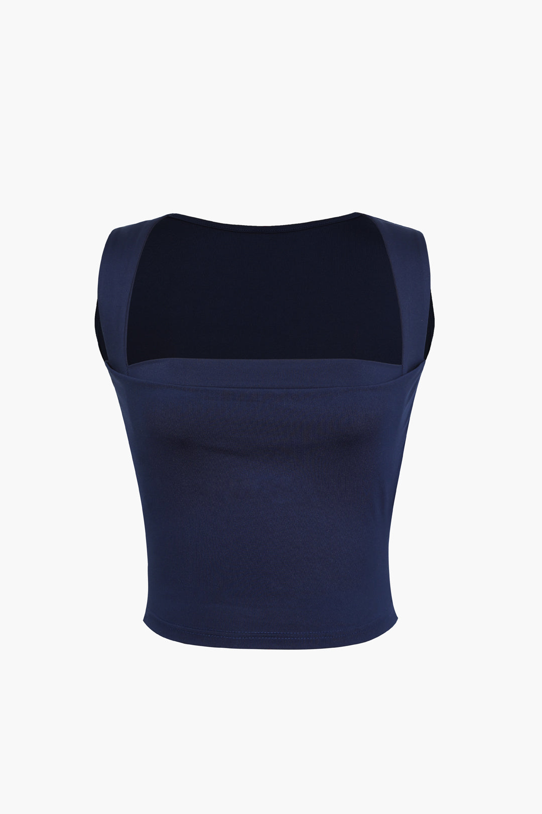 Navy Blue Y2k Square Neck Cropped Tank Top