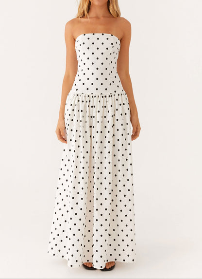Jolanda Maxi Dress - White Polkadot