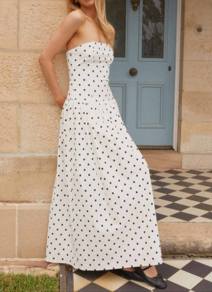Jolanda Maxi Dress - White Polkadot