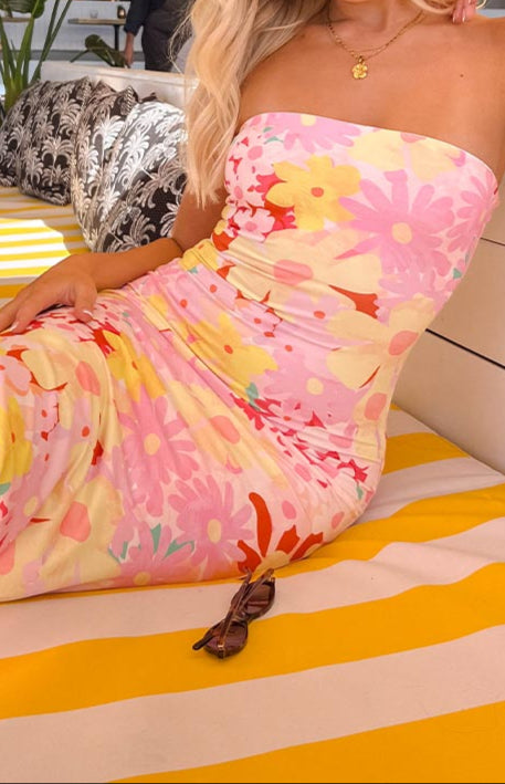 Barbarella Strawberry Girl Print Maxi Dress