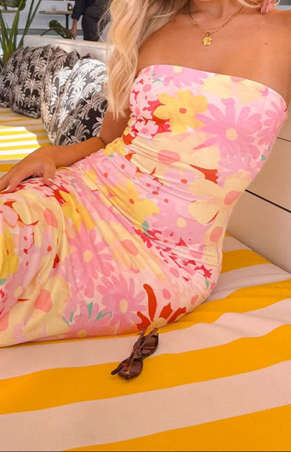 Barbarella Strawberry Girl Print Maxi Dress