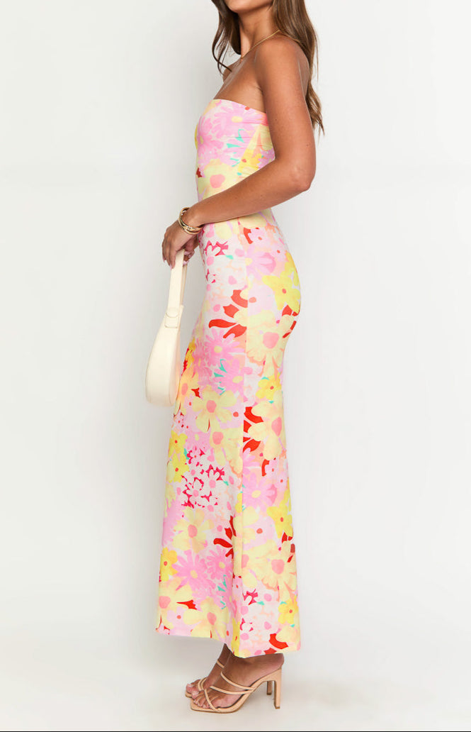 Barbarella Strawberry Girl Print Maxi Dress