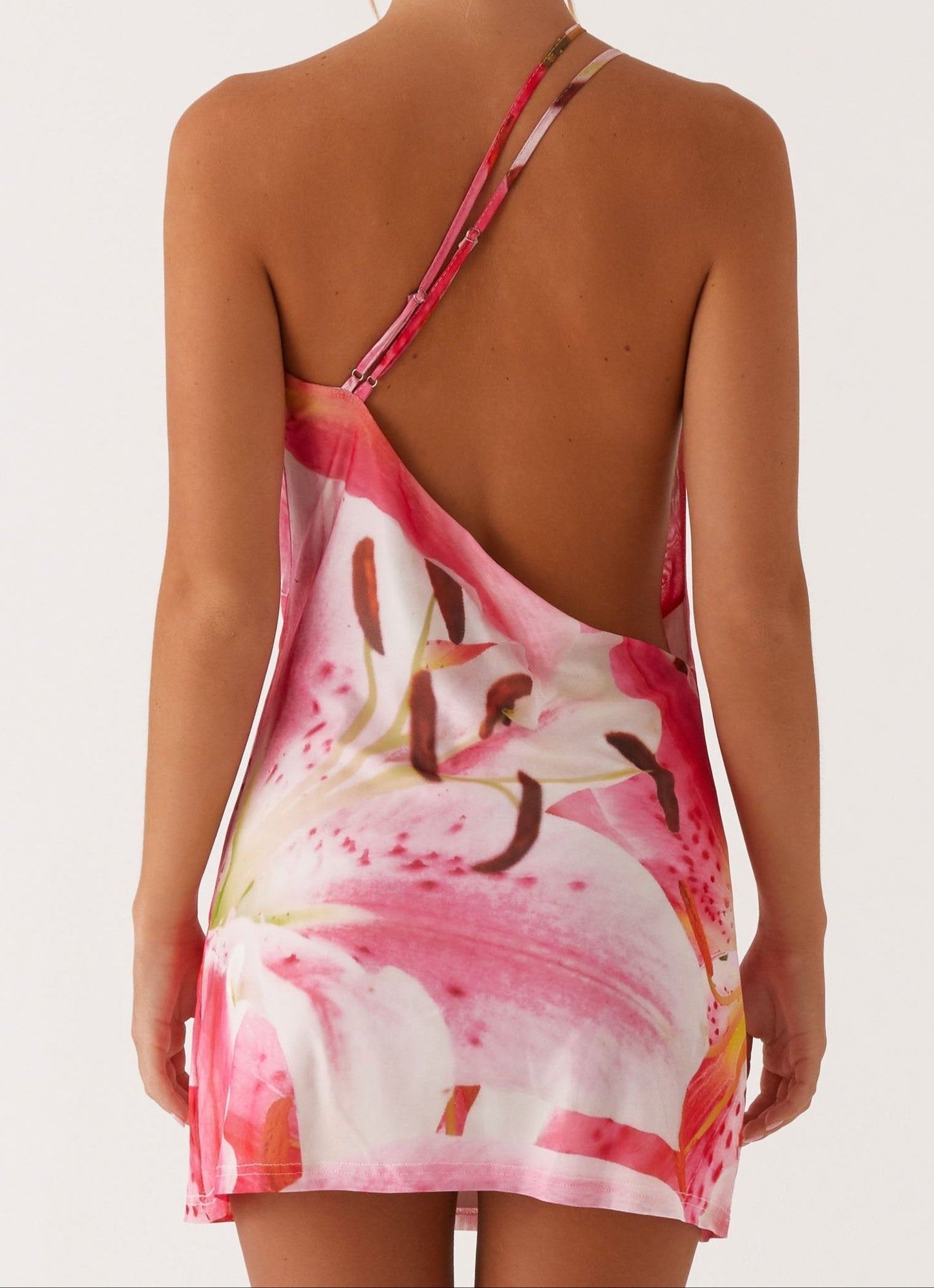 Danna Mesh Mini Dress - White Pink Lilly