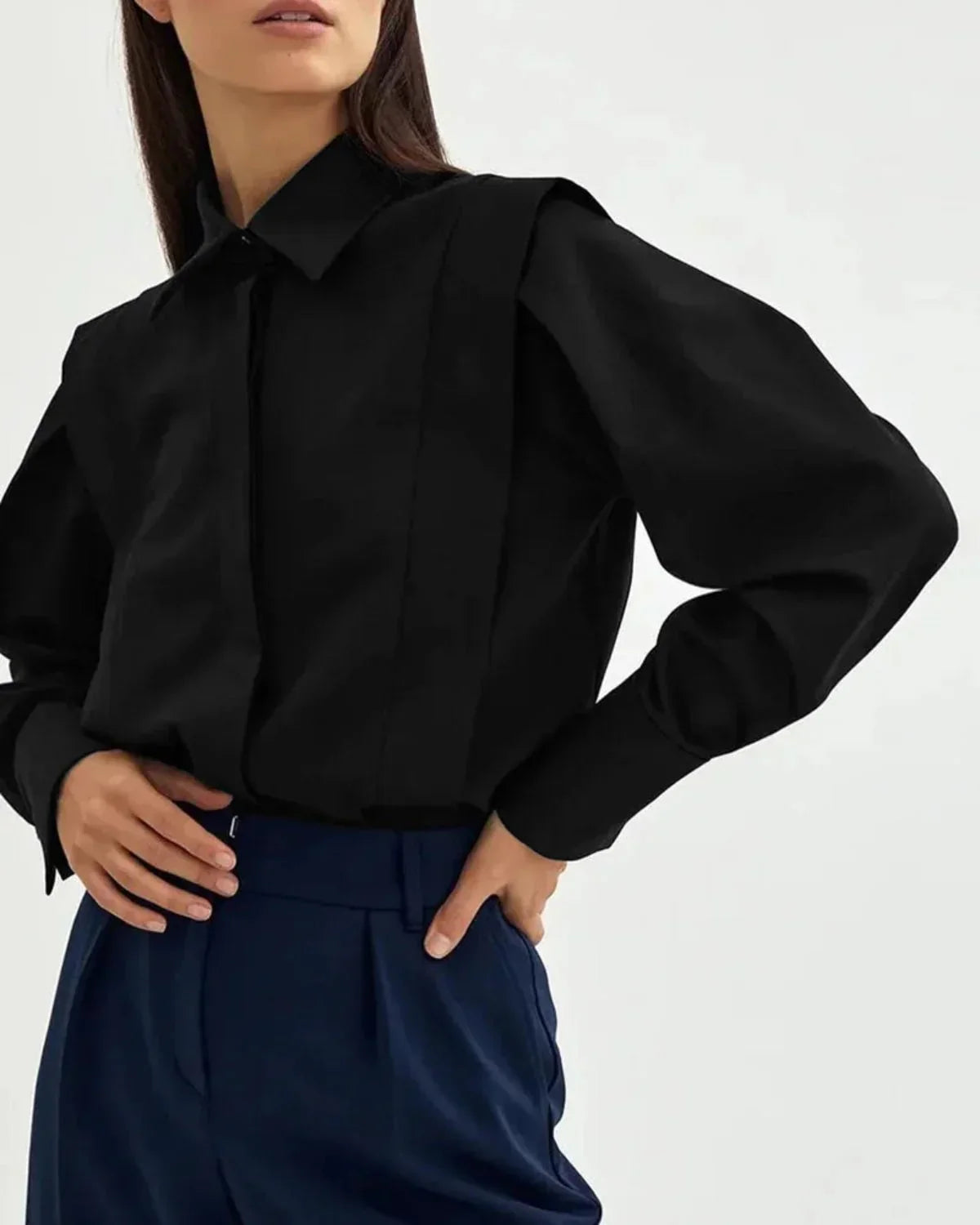Women's Long Sleeve Blouse | Square Shoulders