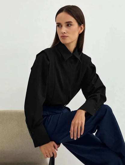 Women's Long Sleeve Blouse | Square Shoulders