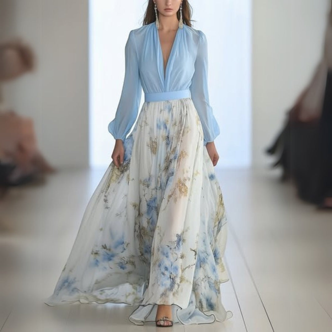 Party Floral Maxi Dress | V-Neck