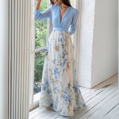 Party Floral Maxi Dress | V-Neck