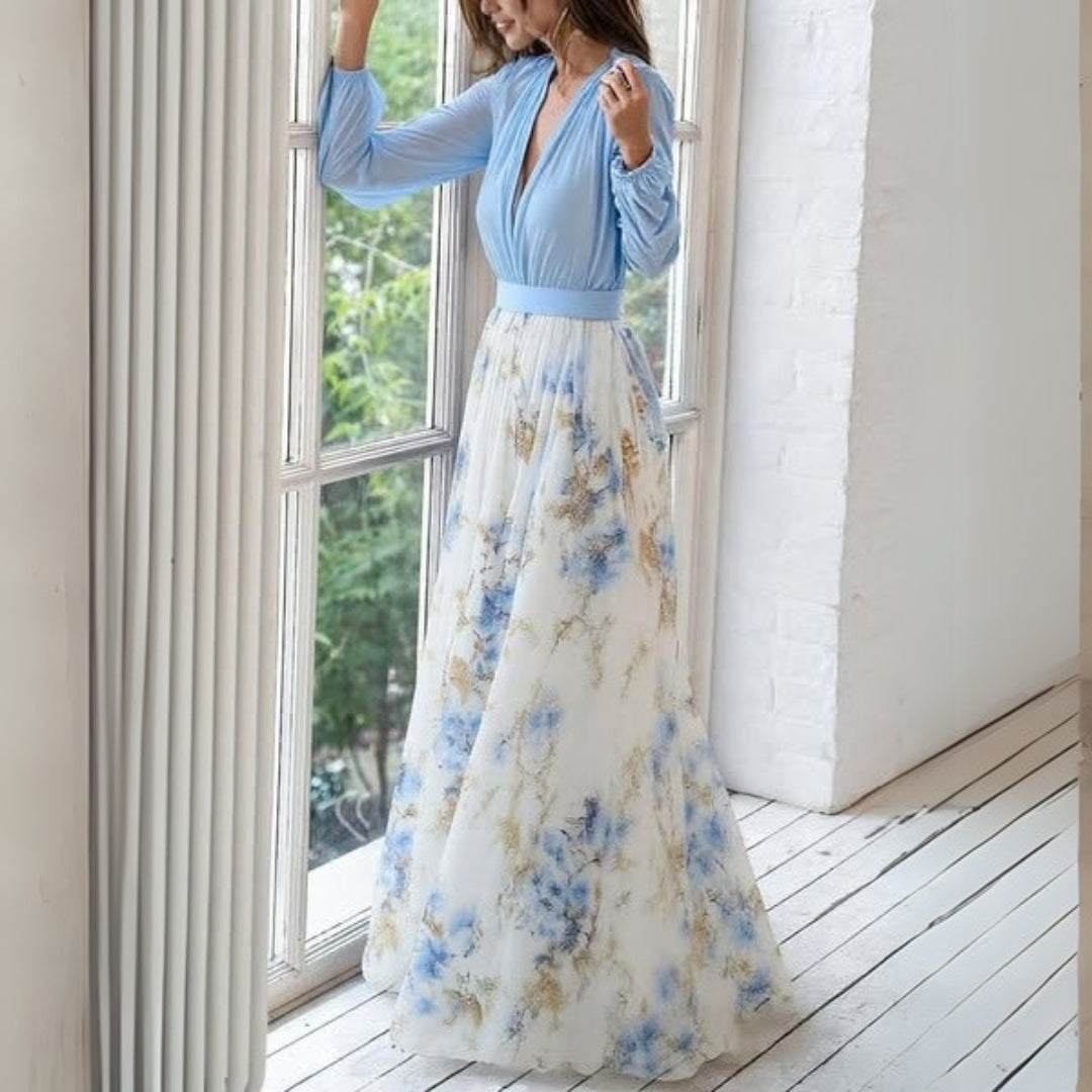 Party Floral Maxi Dress | V-Neck