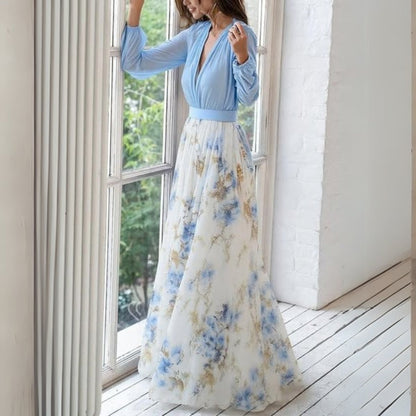 Party Floral Maxi Dress | V-Neck