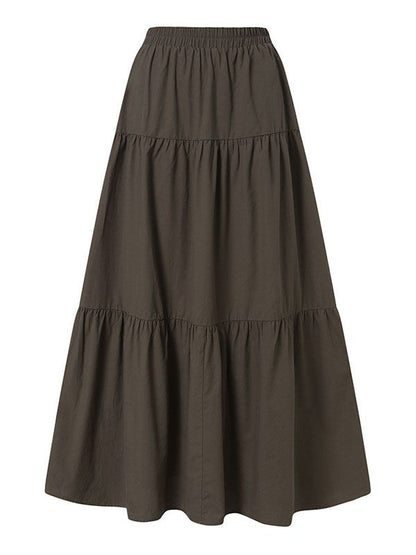 Brown Classic Fairy Tiered Maxi Skirt