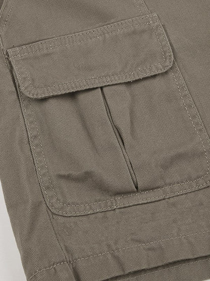 Grey Denim Cargo Shorts with Straight Leg