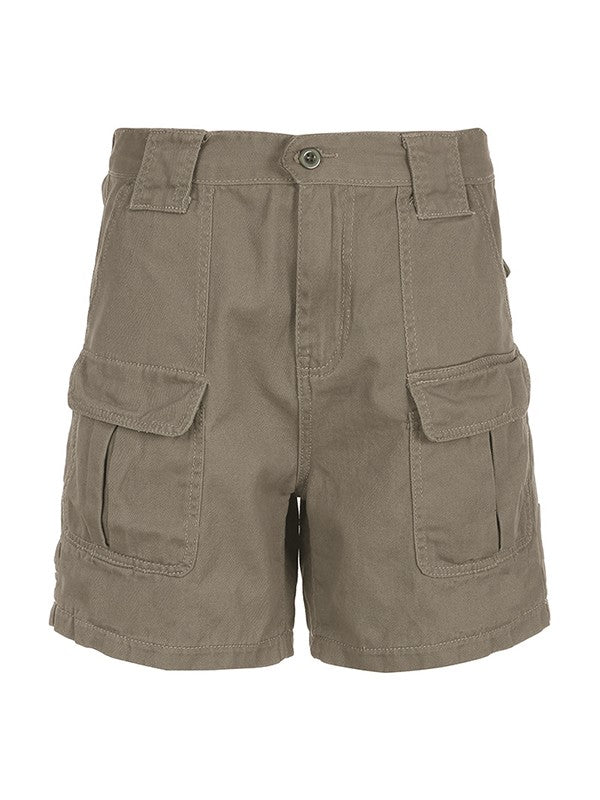 Gray straight leg denim cargo shorts
