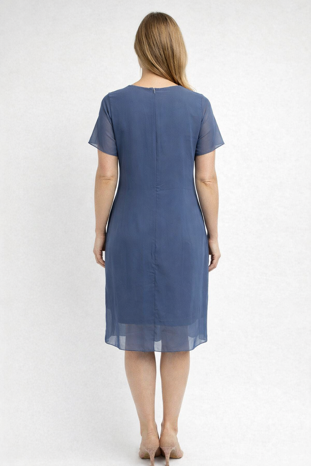 Women's Layered Cocktail Dress with Short Sleeves | Midi