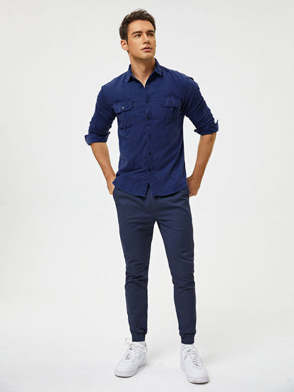 Men's Casual Long Sleeve Shirt | with Flap Pockets