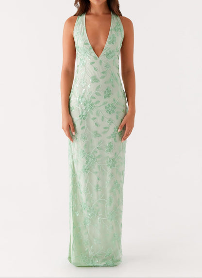 Catalina Beaded Maxi Dress - Sage