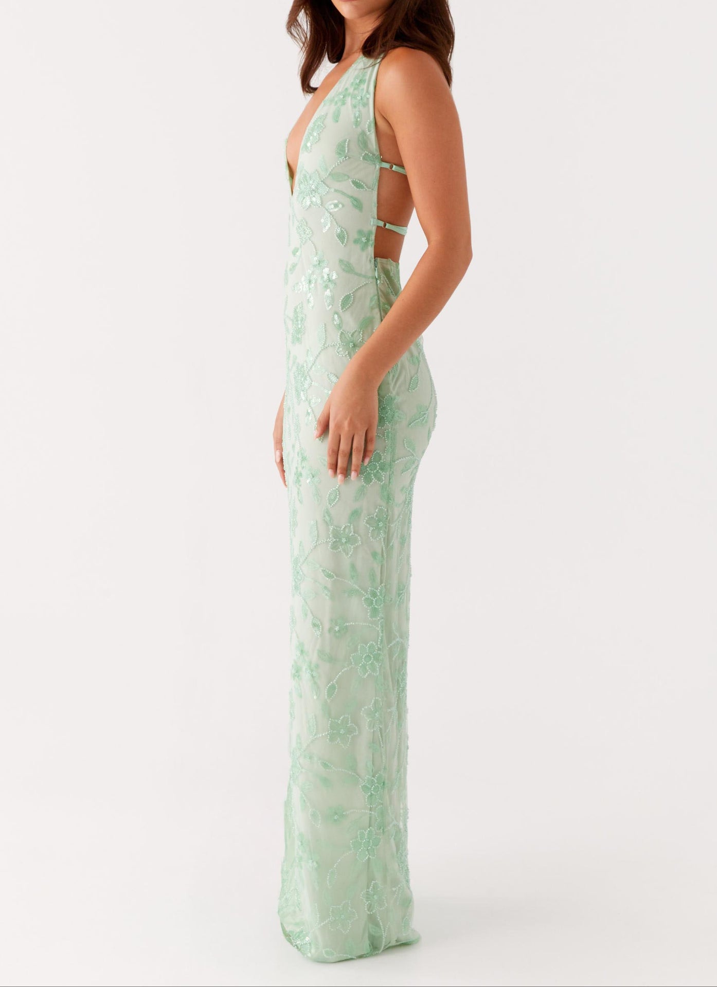 Catalina Beaded Maxi Dress - Sage