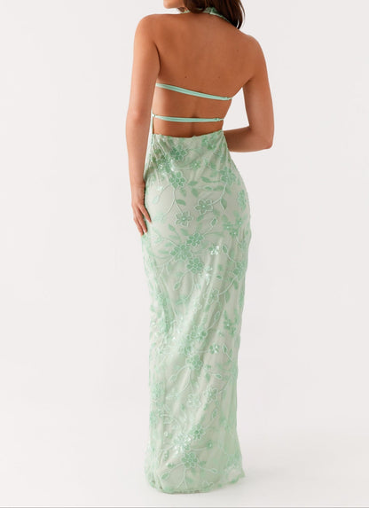 Catalina Beaded Maxi Dress - Sage