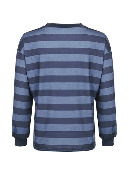 Vintage Striped Crew Neck Oversize Sweatshirt