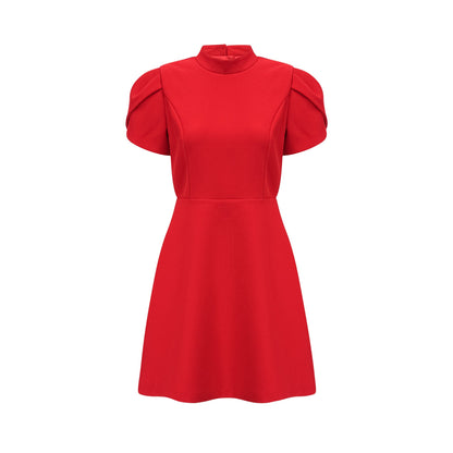 Cherry Red Mini Dress with Back Bow Detail for Women - Irene