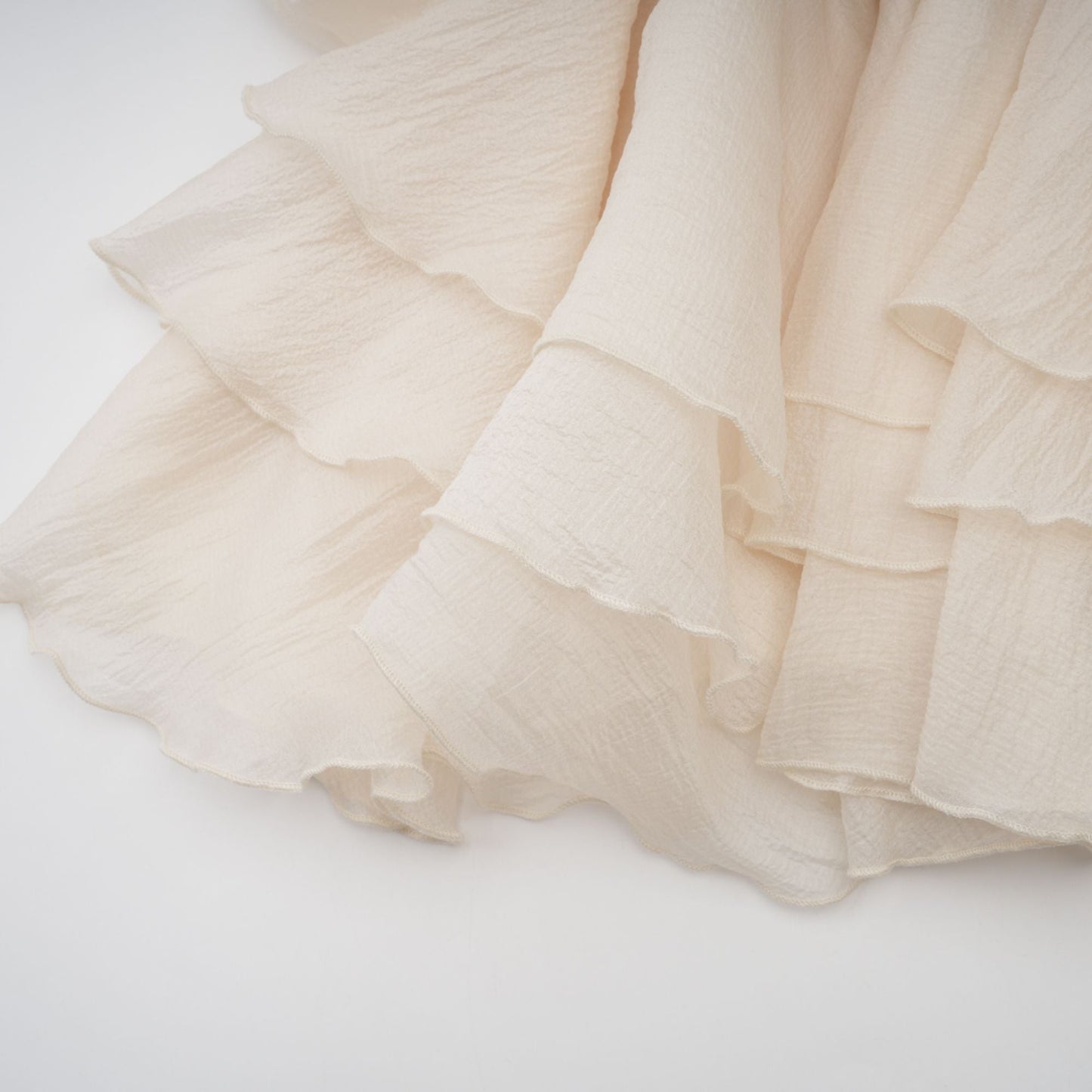 Cream Ruffled Mini Dress with Floral Detailing for Women - Sonia