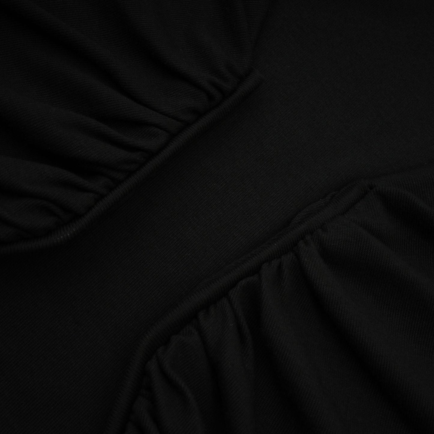 Black Ruched Crop Top with Open Front for Women - Gioia