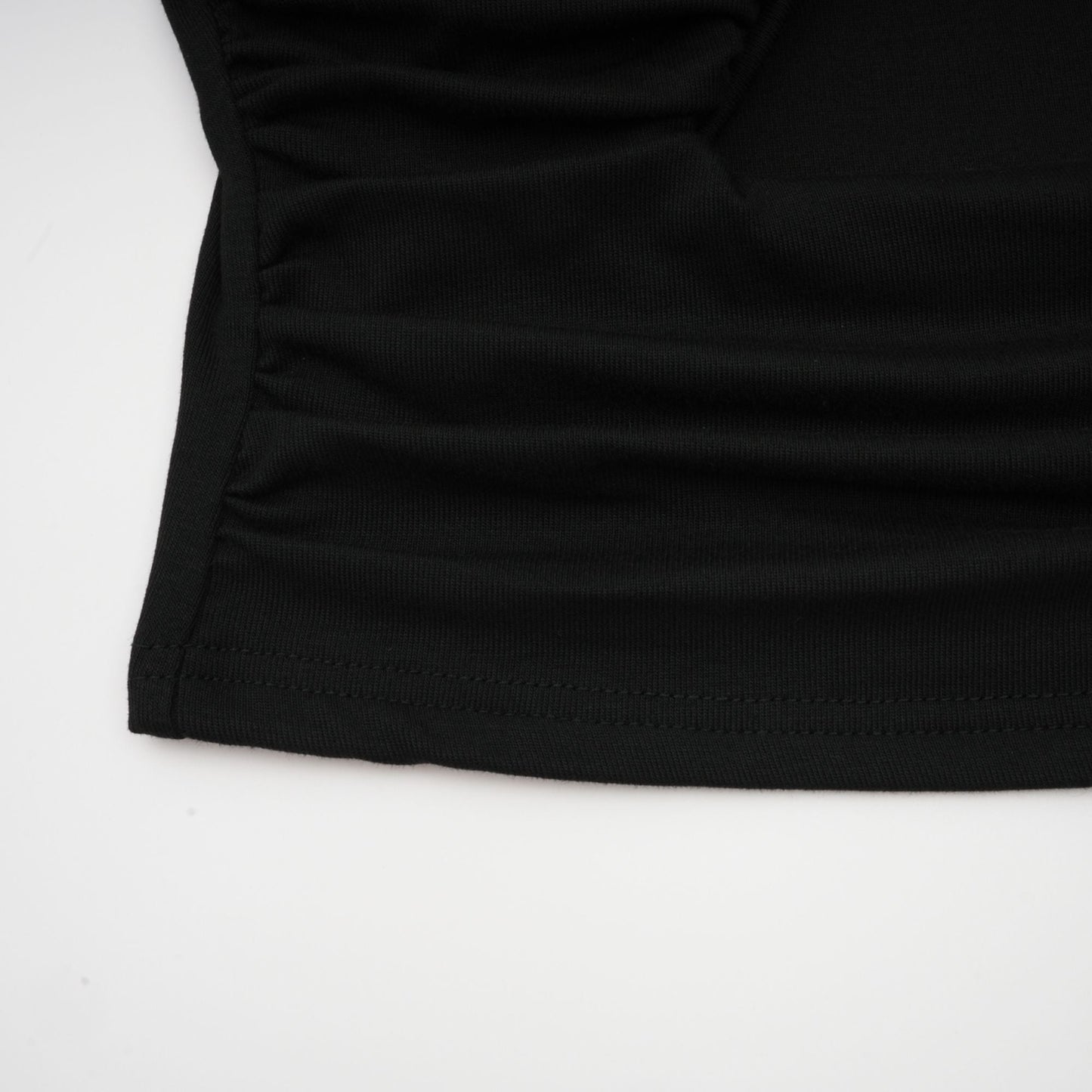 Black Ruched Crop Top with Open Front for Women - Gioia