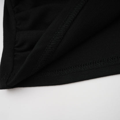 Black Ruched Crop Top with Open Front for Women - Gioia