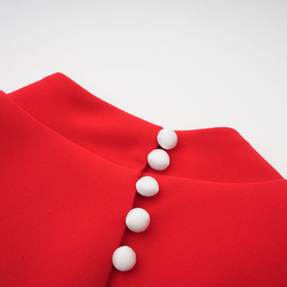 Cherry Red Mini Dress with Back Bow Detail for Women - Irene